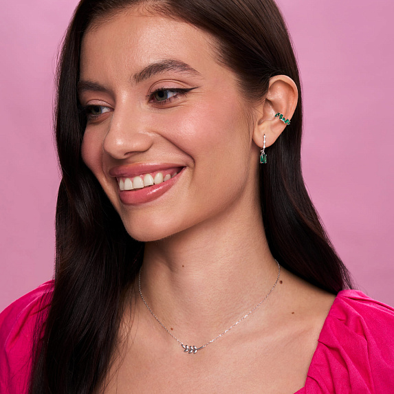 Серьги серебро 925 с камнями длинные Miestilo