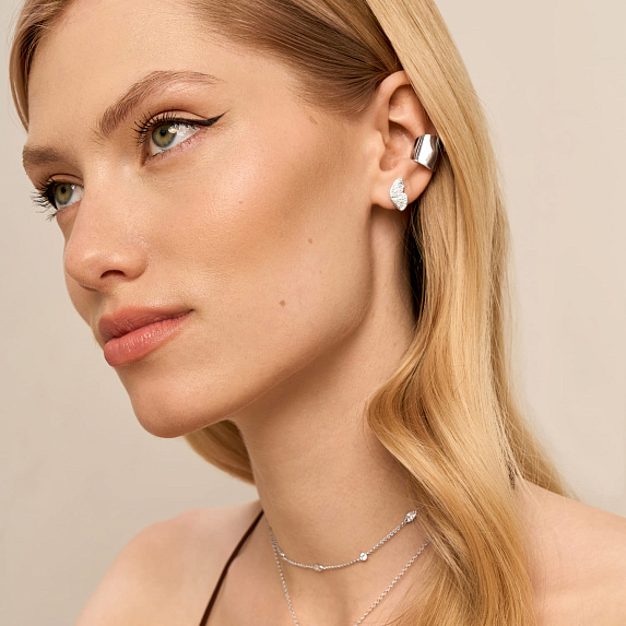 Серебряные серьги гвоздики, крылья бабочки Miestilo