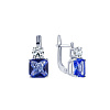 Серьги серебро 925 женские с голубым крупным камнем Miestilo