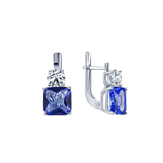 Серьги серебро 925 женские с голубым крупным камнем Miestilo
