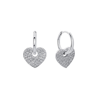 Серьги серебро 925 трансформеры с подвесками сердечками Miestilo
