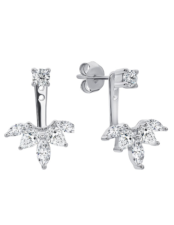 Серебряные серьги-трансформеры с фианитами MIESTILO Miestilo  2