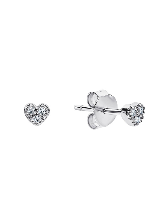 Серьги серебро 925 серебряные гвоздики сердечки Miestilo  2