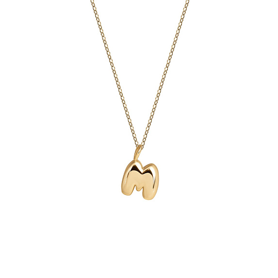Серебряное колье позолоченое с буквой М bubble small Miestilo