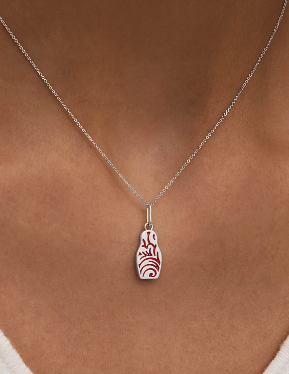 Серебряная подвеска в виде матрешки с узором РУССКИЙ КОД Miestilo 2