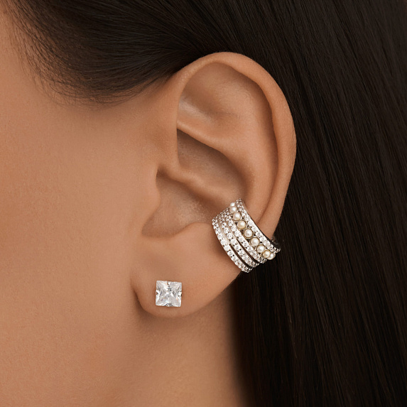 Серьги пусеты из серебра с фианитами 4 мм Miestilo