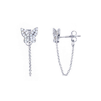 Серьги серебро 925 серебряные гвоздики женские бабочки Miestilo