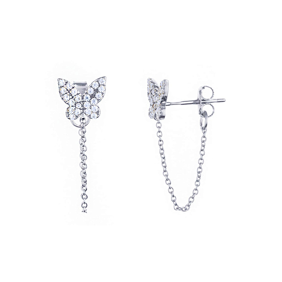 Серьги серебро 925 серебряные гвоздики женские бабочки Miestilo