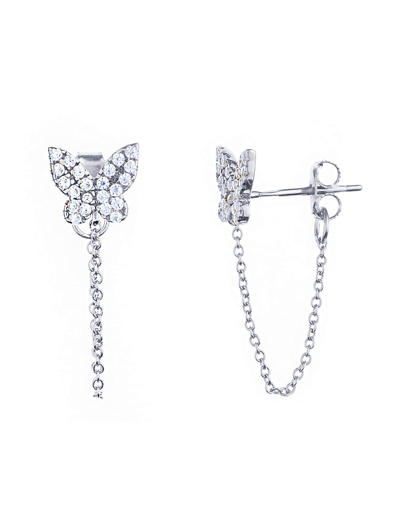 Серьги серебро 925 серебряные гвоздики женские бабочки Miestilo  2