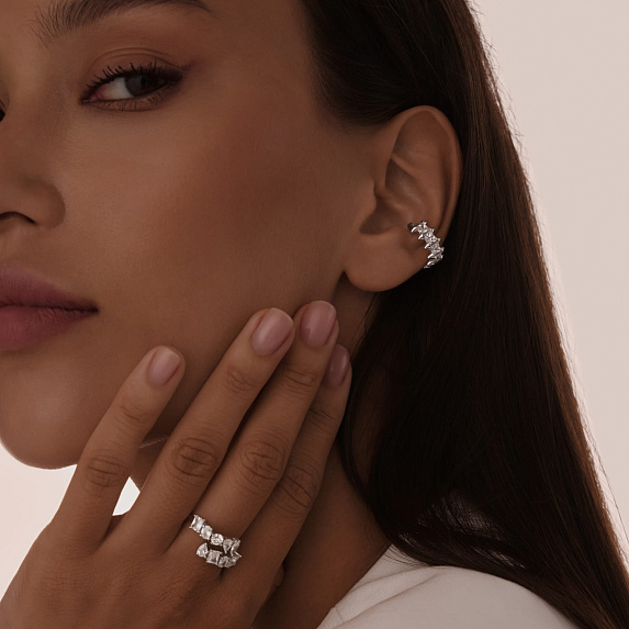 Серебряный кафф с фианитами Miestilo