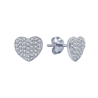 Серьги серебро 925 серебряные гвоздики женские сердечки Miestilo