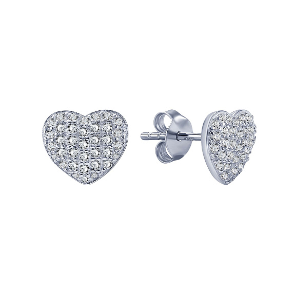 Серьги серебро 925 серебряные гвоздики женские сердечки Miestilo