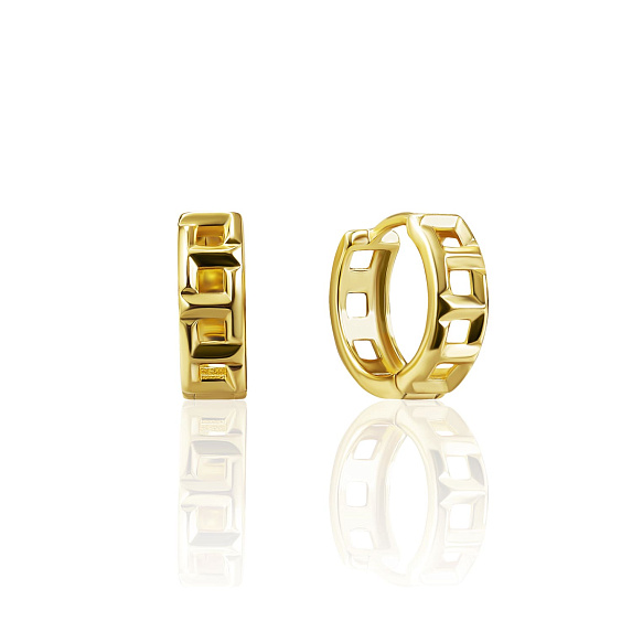 Рельефные серебряные серьги-кольца в позолоте MIESTILO  Miestilo