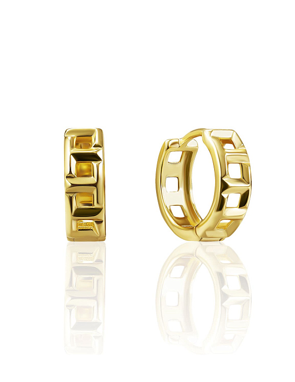 Рельефные серебряные серьги-кольца в позолоте MIESTILO  Miestilo  2