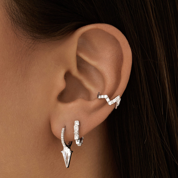 Серебряные серьги кольца с фианитами Miestilo