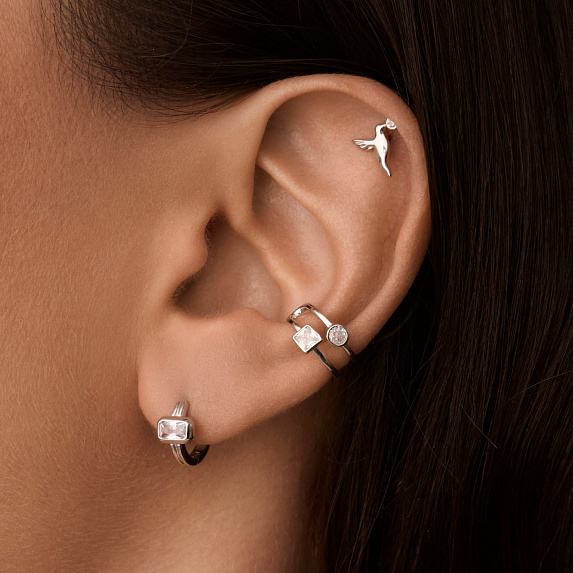 Серьги серебро 925 конго серебряные с камнем Miestilo