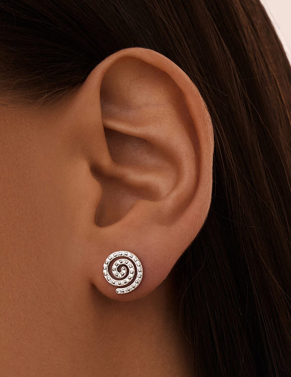 Серебряные спусеты в виде спирали с фианитами Miestilo