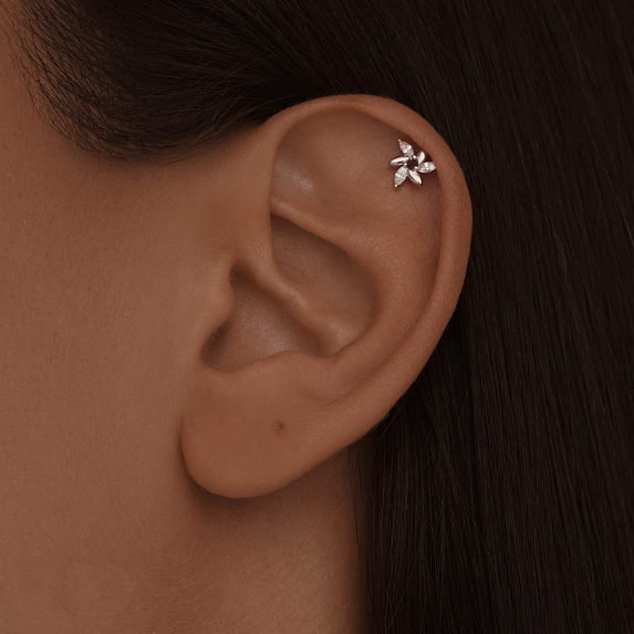 Серебряный пирсинг шестилистник Miestilo