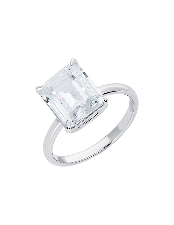 Кольцо с крупным фианитом в огранке "багет" Miestilo  2