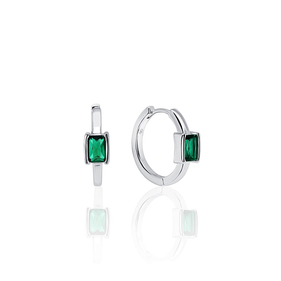 Серебряные серьги-конго с зеленым фианитом MIESTILO Miestilo