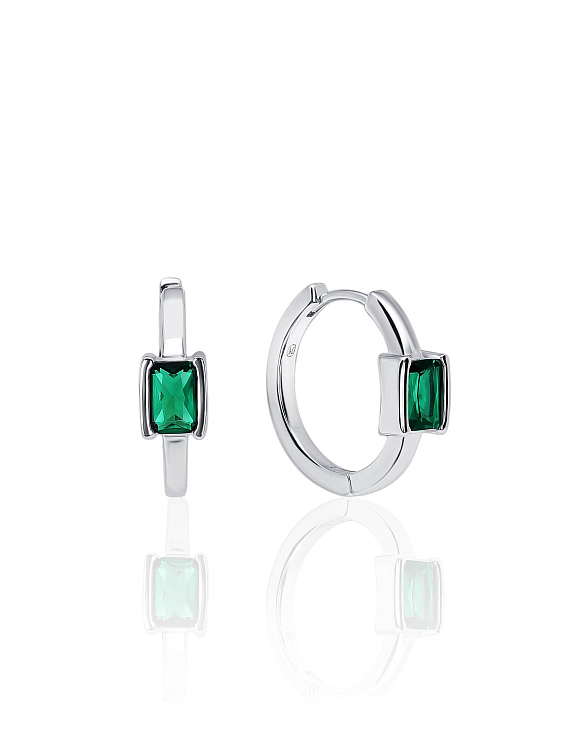 Серебряные серьги-конго с зеленым фианитом MIESTILO Miestilo  2