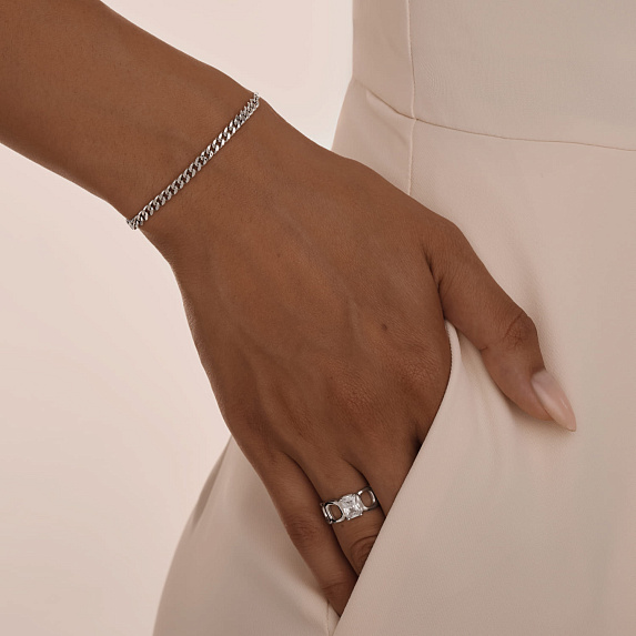Серебряный браслет с панцерным и квадратным летениями Miestilo