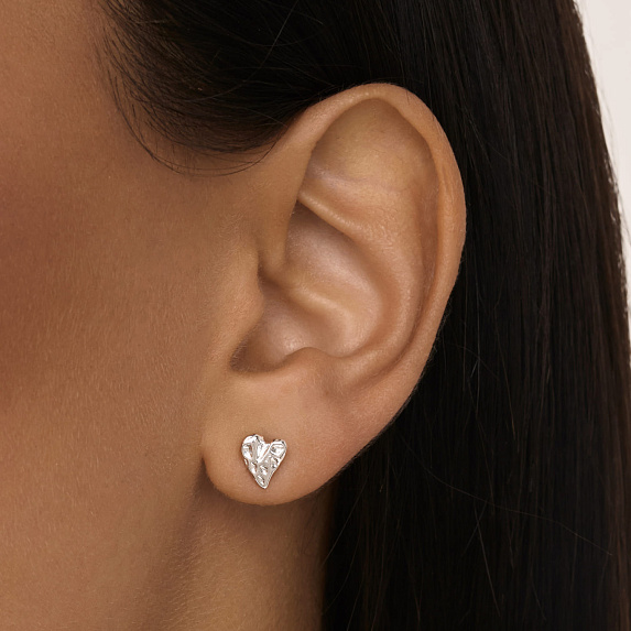 Серьги серебро 925 серебряные гвоздики женские сердечки Miestilo