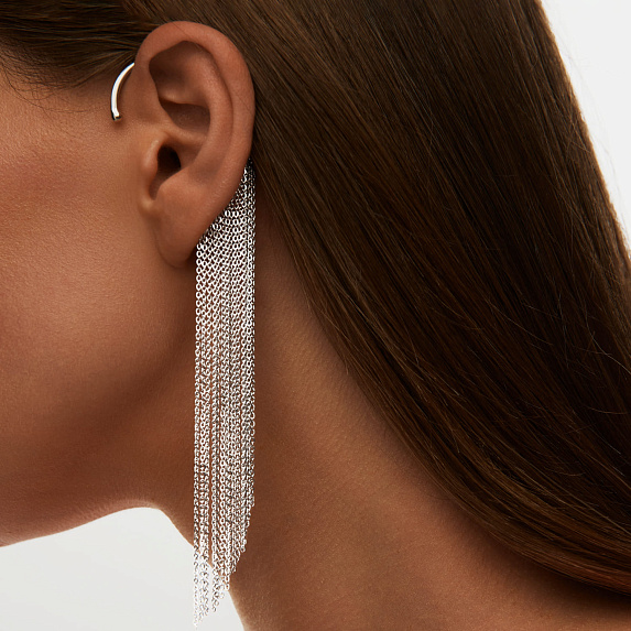 Серьга кафф серебро 925 моносерьга серебряная висячая Miestilo