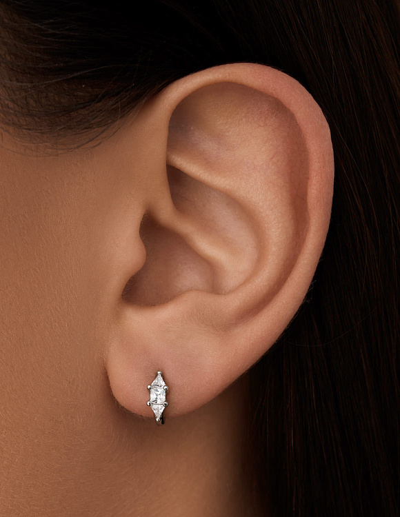 Серебряные серьги-кольца с фианитами Miestilo