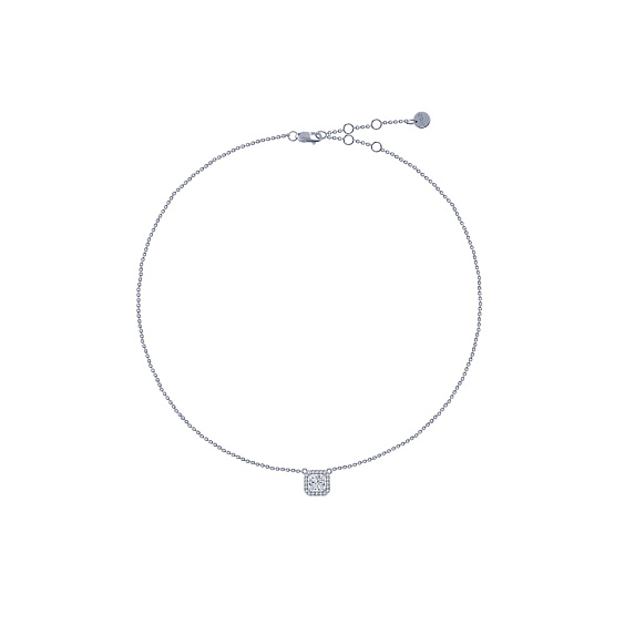 Серебряное колье с крупным белым фианитом Miestilo