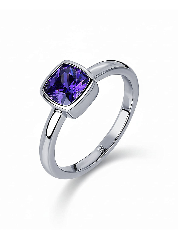 Серебряное кольцо с фианитом в глухой закрепке Miestilo  2