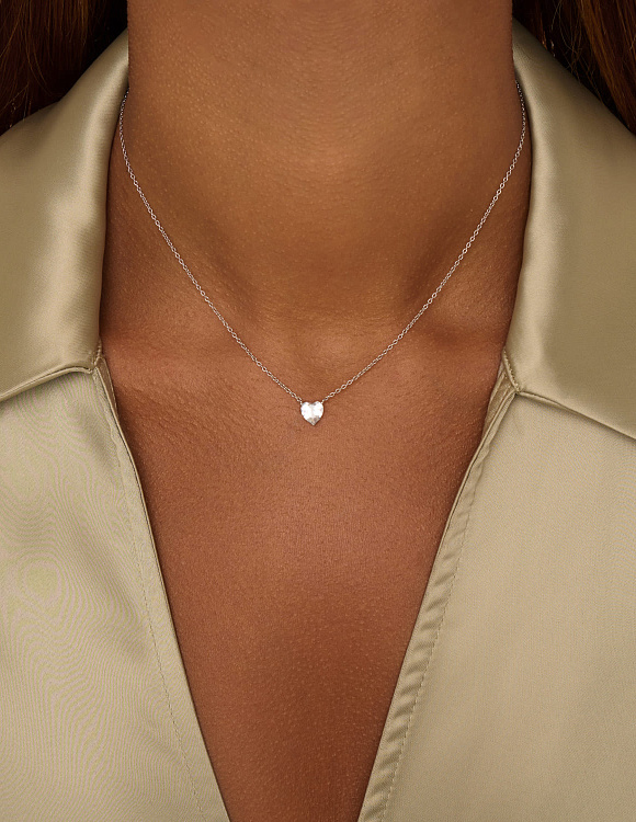 Серебряная подвеска с фианитом в огранке сердце MIESTILO  Miestilo