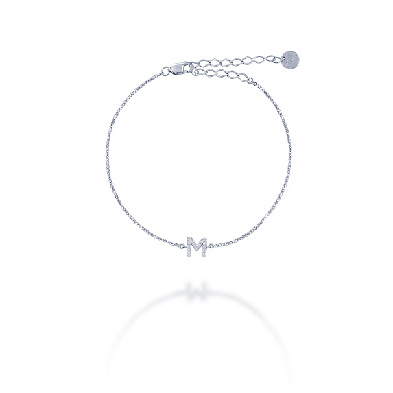 Серебряный браслет с буквой М MIESTILO Miestilo