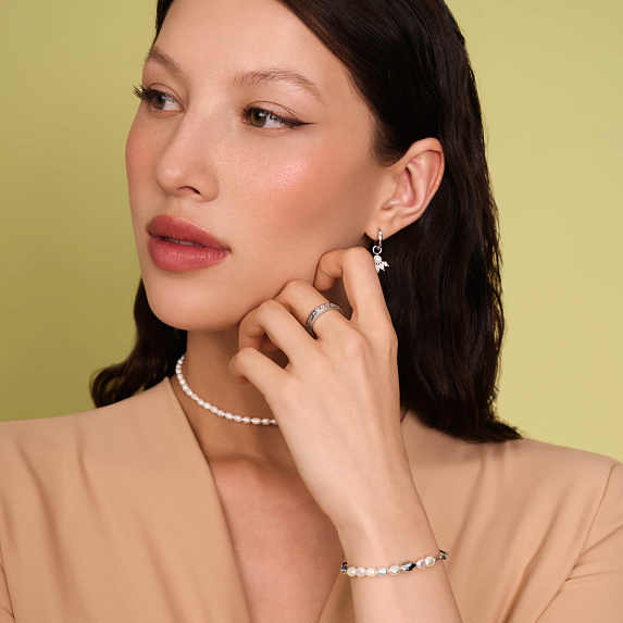 Серебряный браслет из натурального жемчуга Miestilo