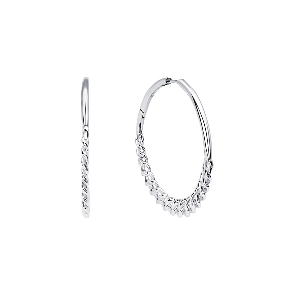 Серебряные крупные серьги кольца цепь Miestilo