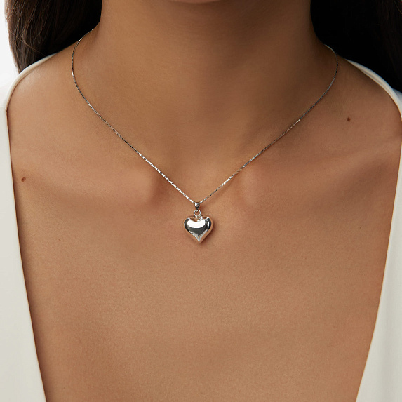 Подвеска сердце серебро 925 с цепочкой на шею Miestilo