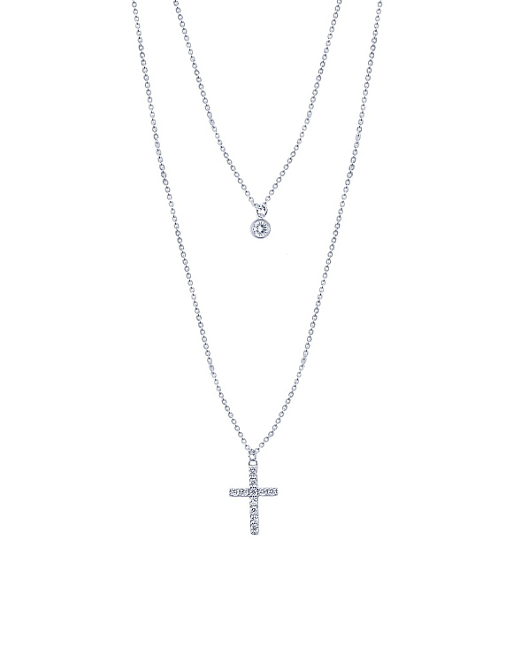Серебряное колье с крестом и фианитами Miestilo  2