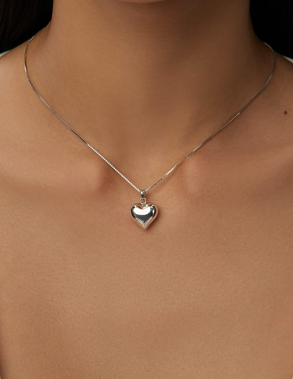 Подвеска сердце серебро 925 с цепочкой на шею Miestilo