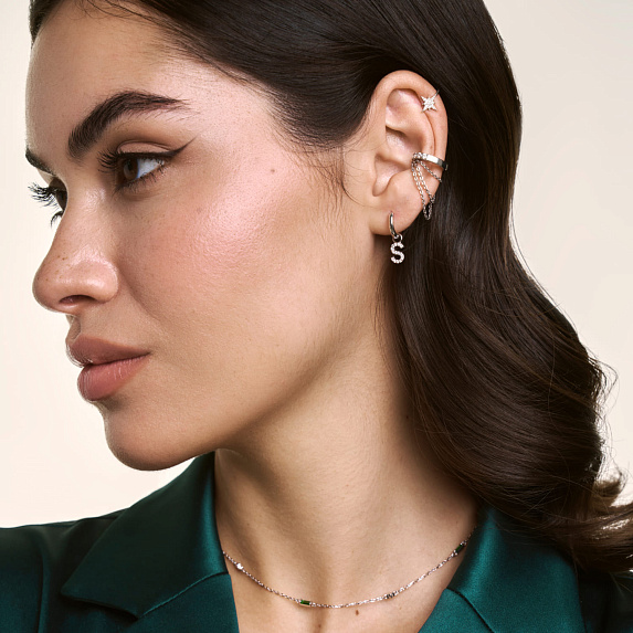 Серьги конго серебро 925 трансформеры с буквой S Miestilo