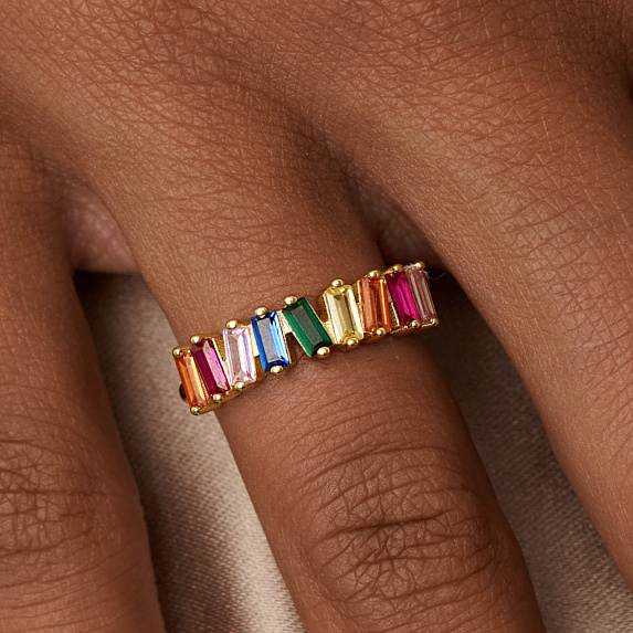 Серебряное кольцо с фианитами багет Miestilo