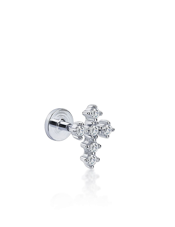 Серебряный пирсинг крест с фианитами MIESTILO Miestilo  2