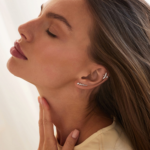 Серьга кафф серебро 925 моносерьга серебряная одиночная Miestilo
