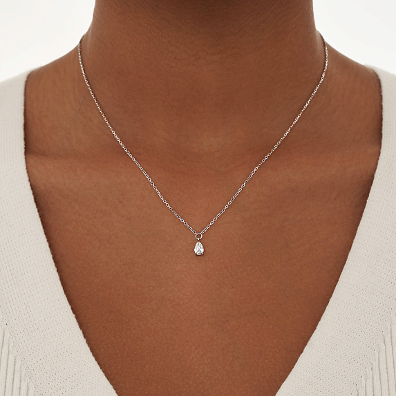 Подвеска серебро 925 на шею капля с фианитом Miestilo