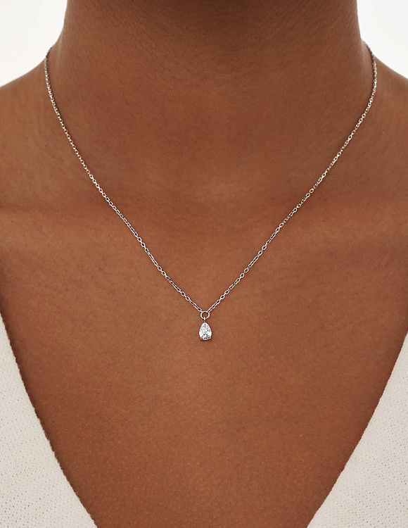 Подвеска серебро 925 на шею капля с фианитом Miestilo