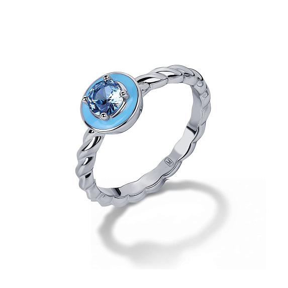 Серебряное кольцо с синтетической шпинелью и эмалью Miestilo