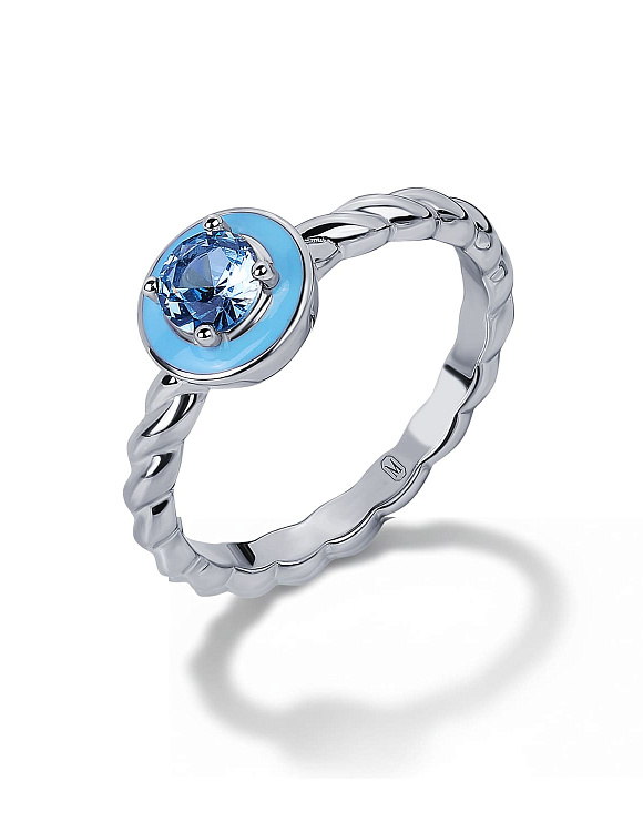 Серебряное кольцо с синтетической шпинелью и эмалью Miestilo  2