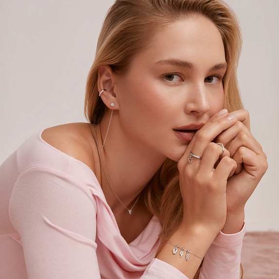 Серьги серебро 925 длинные протяжки с фианитом Miestilo
