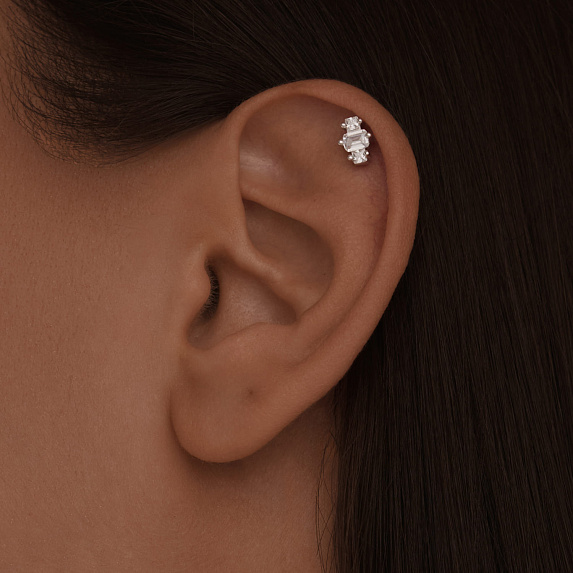 Серебряный пирсинг с фианитами Miestilo