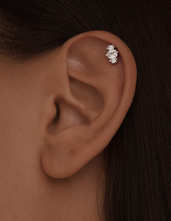 Серебряный пирсинг с фианитами Miestilo