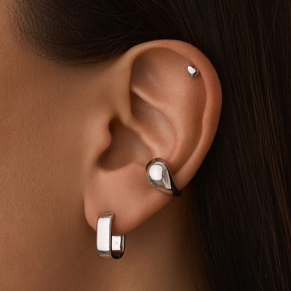 Серебряный пирсинг сердце Miestilo